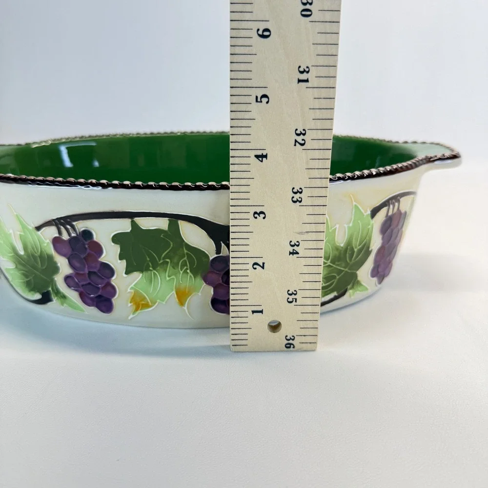 Temp-tations by Tara 3QT Oval Baker Grape Vine Ceramic Dish Lid BS-LX-863359